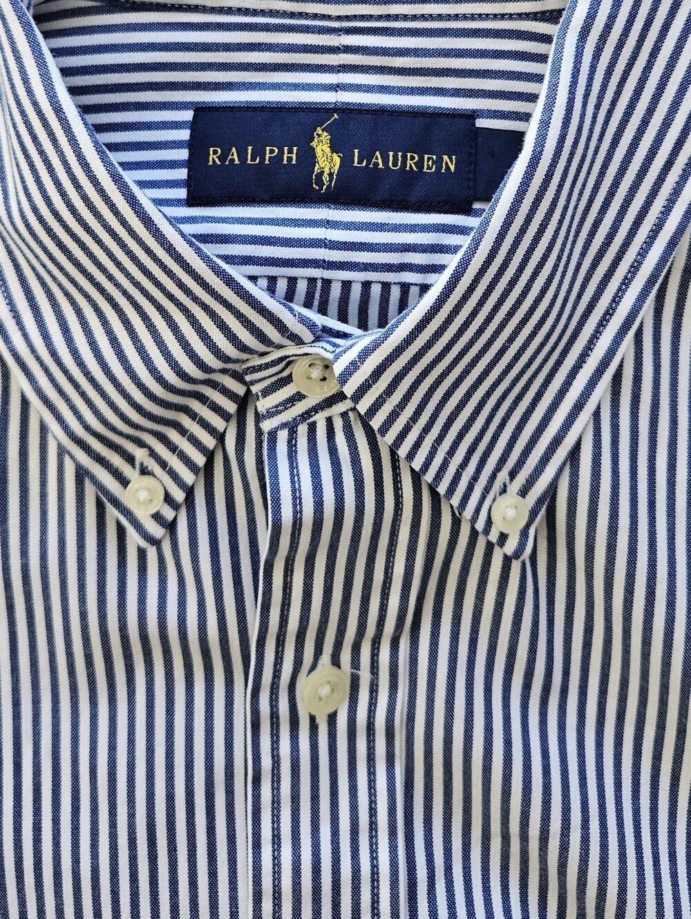 Ralph Lauren Navy and White Striped Dress Shirt